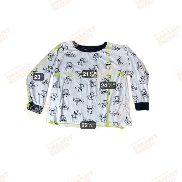 Disney Womens Sleepwear Set Lilo and Stitch Print XL Top & Bottom Blue & White - Picture 3 of 6